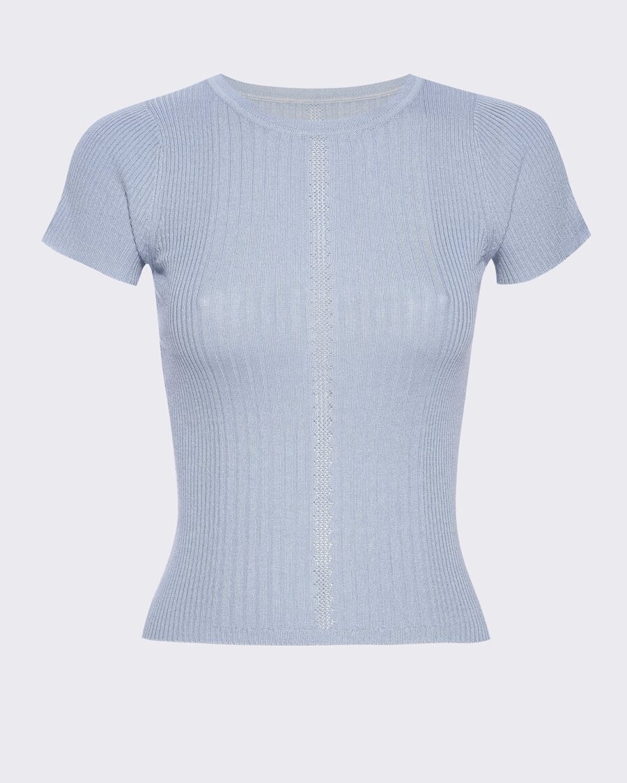 CREW NECK KNIT TEE | DUSTY BLUE