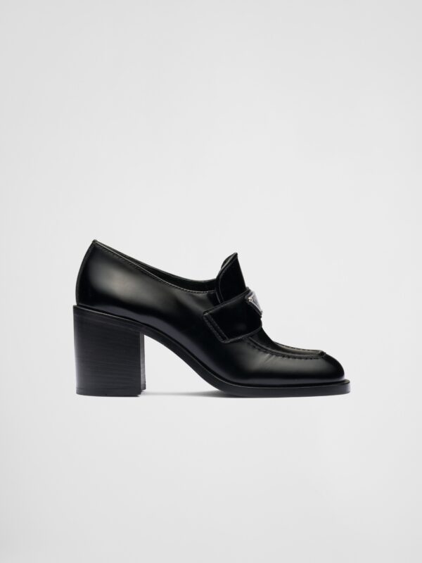 HIGH HEEL BRUSHED LEATHER LOAFERS