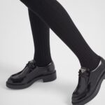 PATENT LEATHER LACE UP LOAFERS
