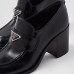 HIGH HEEL BRUSHED LEATHER LOAFERS