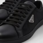 LEATHER AND NYLON TRIANGLE SNEAKERS