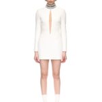 CRYSTAL EMBROIDERED HIGH COLLAR MINI DRESS