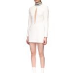 CRYSTAL EMBROIDERED HIGH COLLAR MINI DRESS