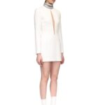 CRYSTAL EMBROIDERED HIGH COLLAR MINI DRESS