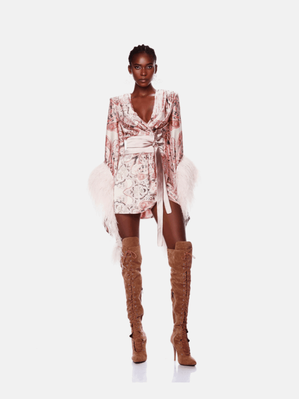GEISHA MINI DRESS WITH FEATHERS