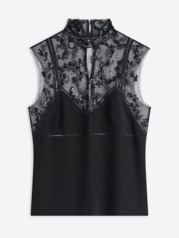 EMBROIDERED MESH TOP
