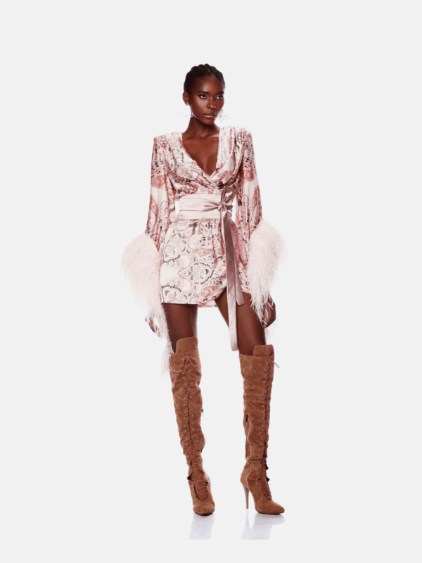 GEISHA MINI DRESS WITH FEATHERS