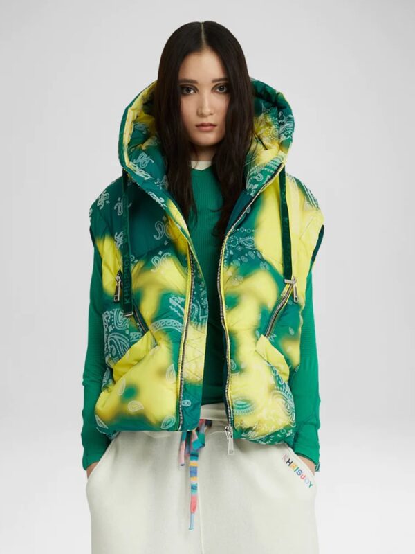 PUFF ICONIC VEST BANDANA VELOUR FOREST BRIGHT YELLOW