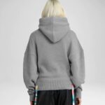 CROP HOODIE STRING SWEATER HEATHER GREY
