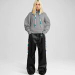 CROP HOODIE STRING SWEATER HEATHER GREY