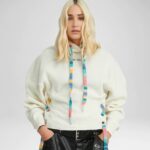 CROP HOODIE STRING SWEATER WHITE