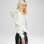 CROP HOODIE STRING SWEATER WHITE
