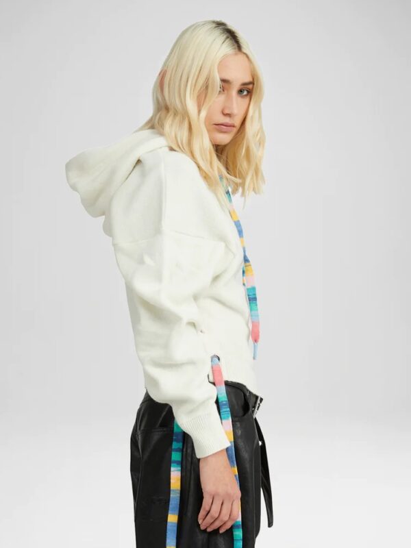 CROP HOODIE STRING SWEATER WHITE