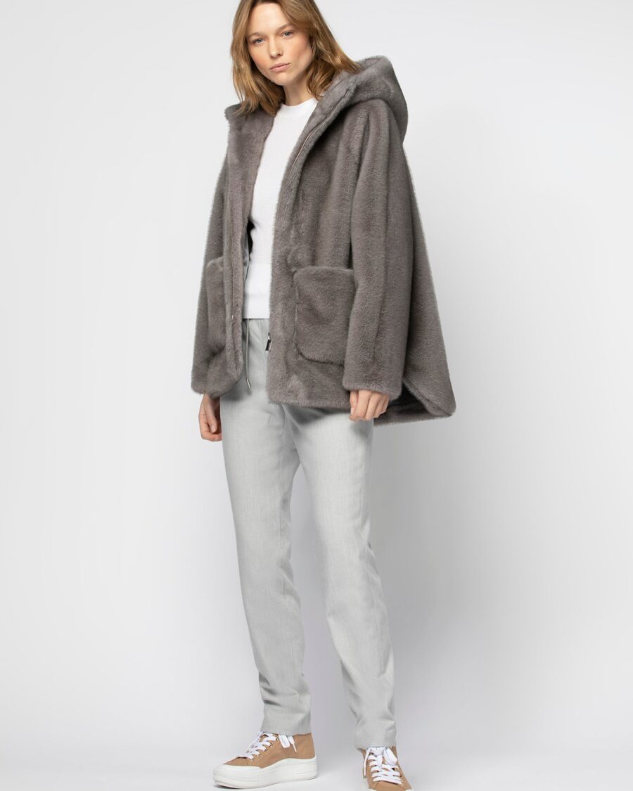 MARGO FAUX MINK HOODED COAT