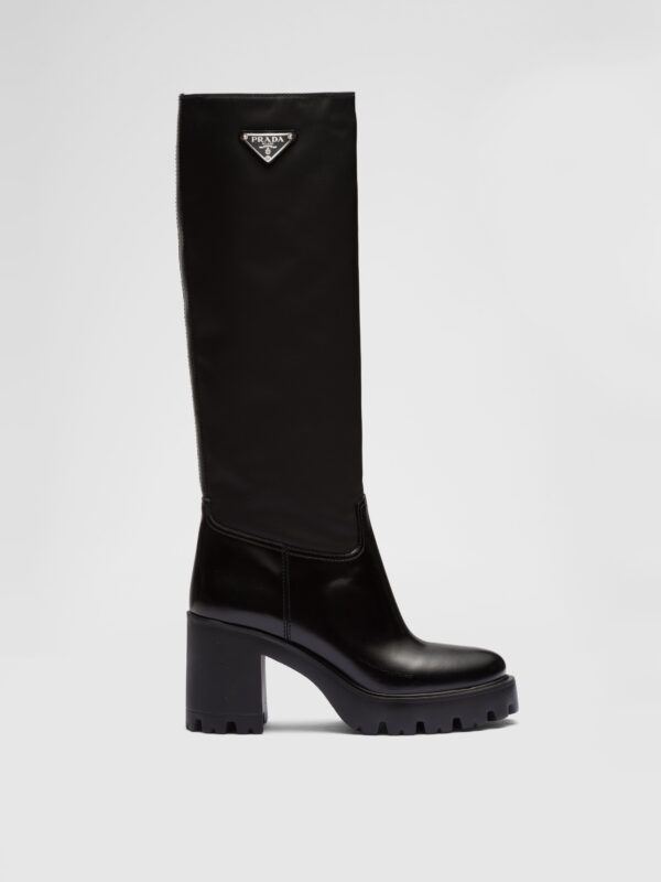 BRUSHED LEATHER AND RE-NYLON BOOTS