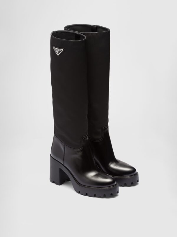 BRUSHED LEATHER AND RE-NYLON BOOTS