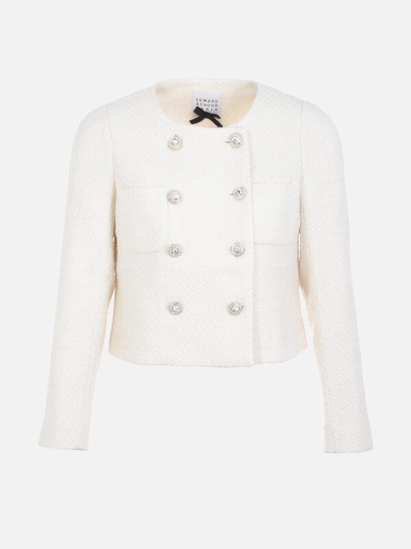 SHORT JACKET IN IVORY TWEED