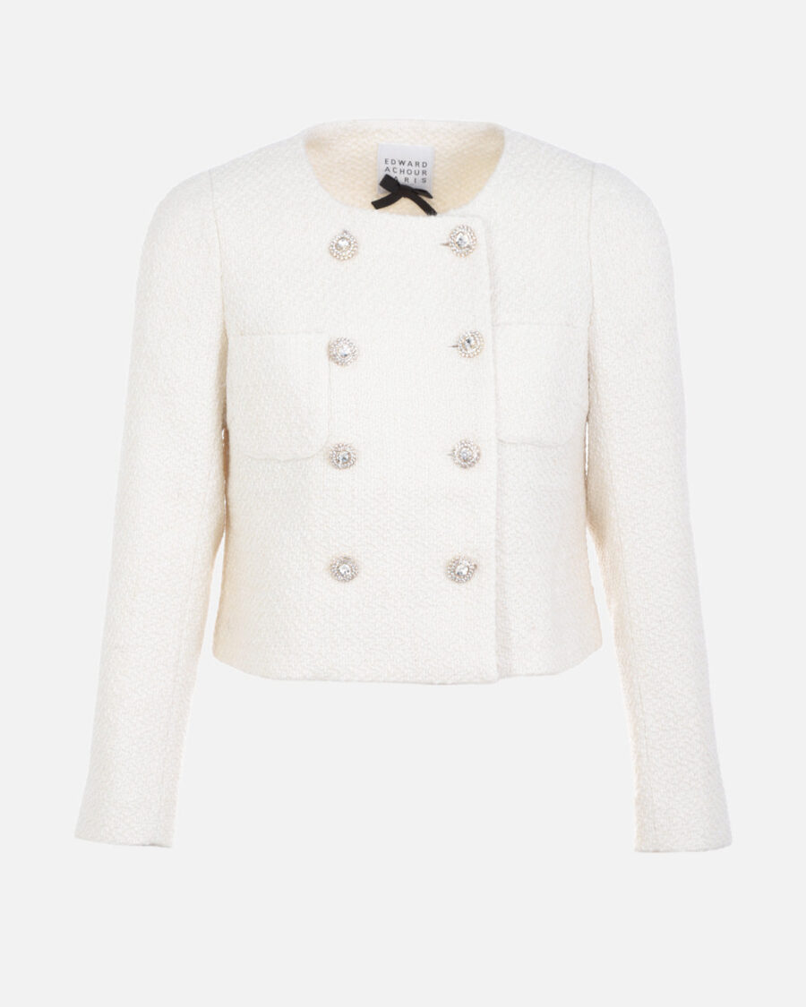 SHORT JACKET IN IVORY TWEED