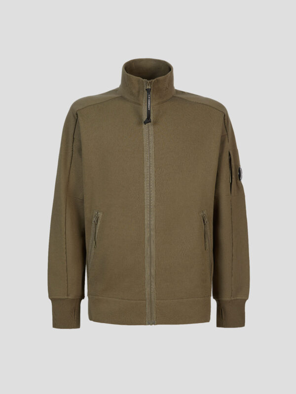 Diagonal Raised Fleece Zipped Sweatshirt