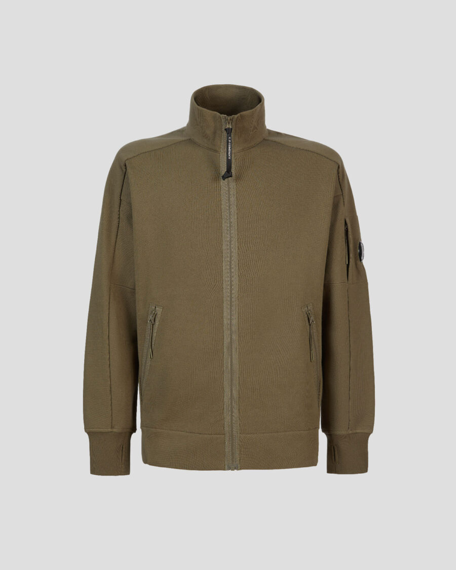 Diagonal Raised Fleece Zipped Sweatshirt