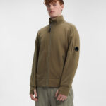 Diagonal Raised Fleece Zipped Sweatshirt