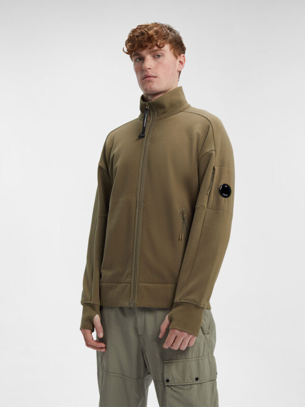 Diagonal Raised Fleece Zipped Sweatshirt