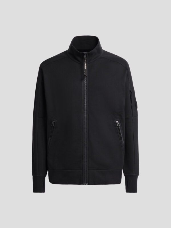Diagonal Raised Fleece Zipped Sweatshirt