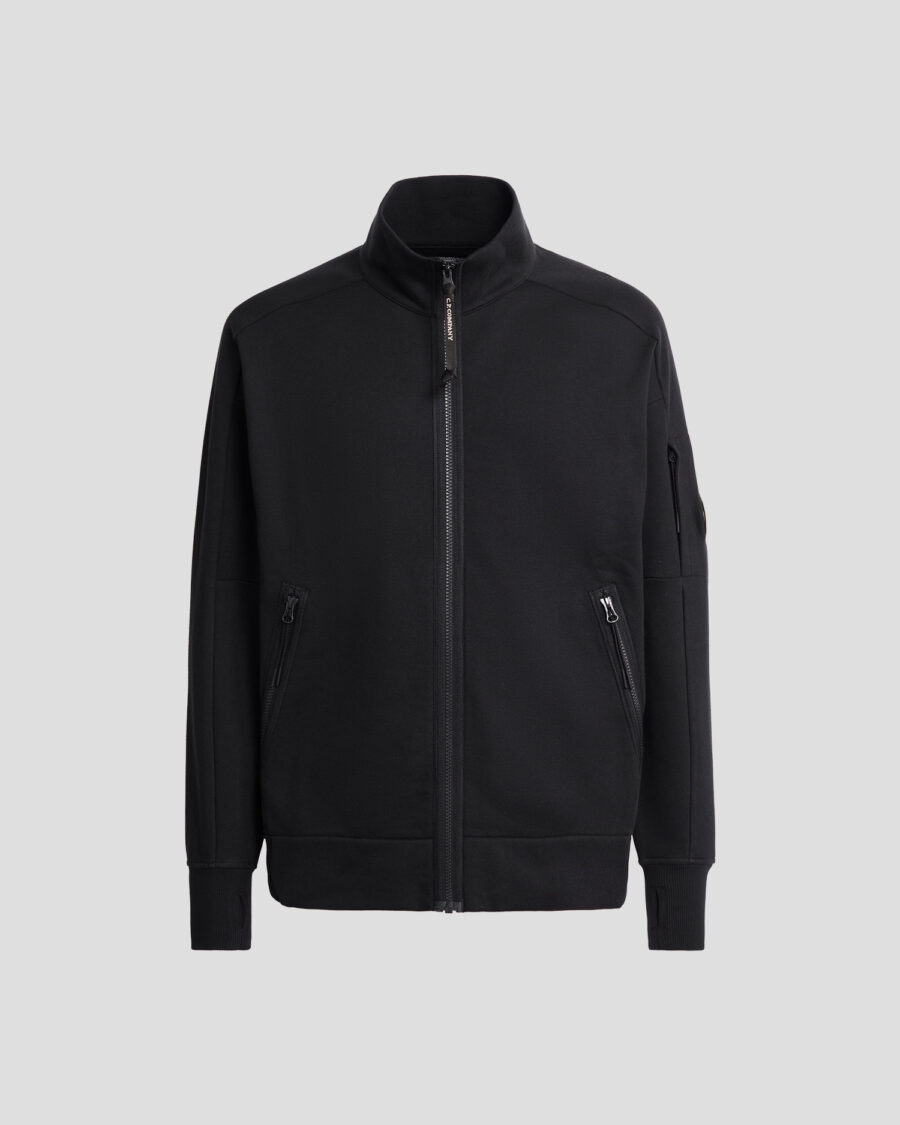 Diagonal Raised Fleece Zipped Sweatshirt