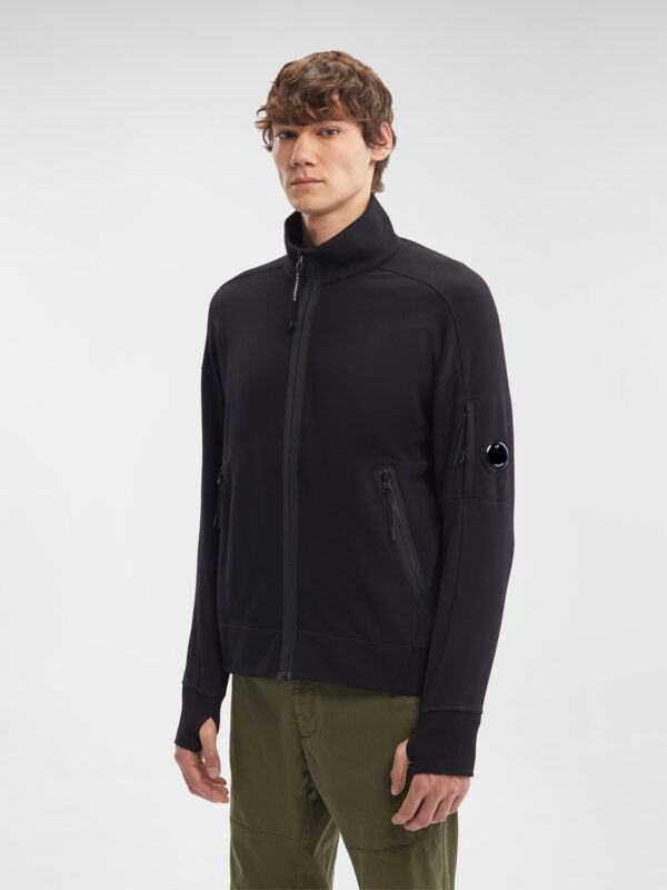 Diagonal Raised Fleece Zipped Sweatshirt
