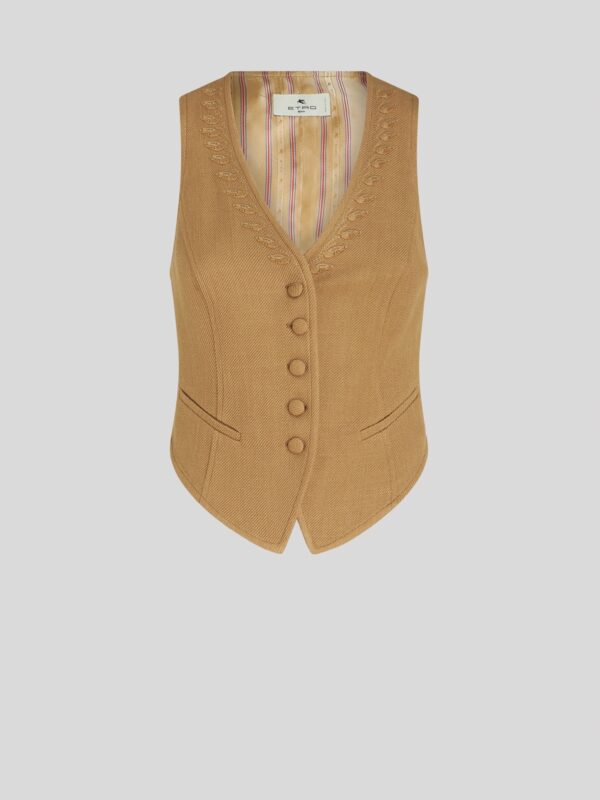 WOOL WAISTCOAT WITH EMBROIDERY