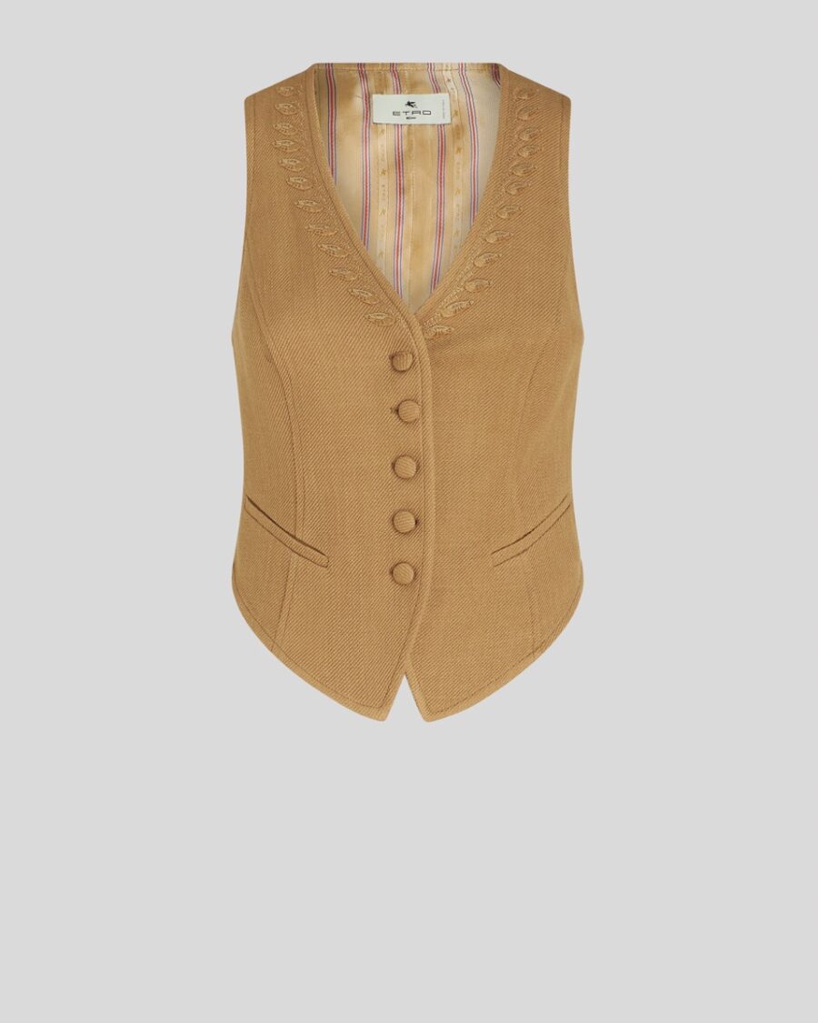 WOOL WAISTCOAT WITH EMBROIDERY