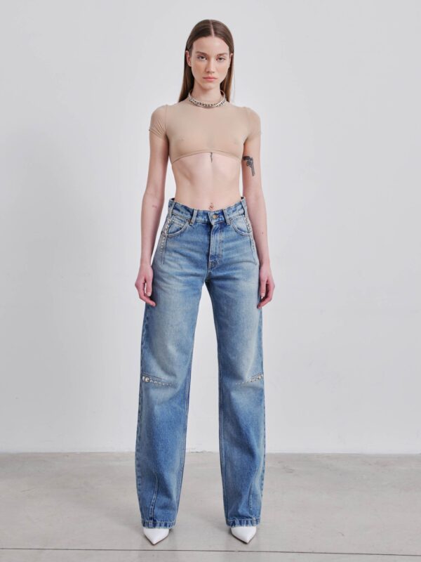 LU STUDDED FITTED DENIM