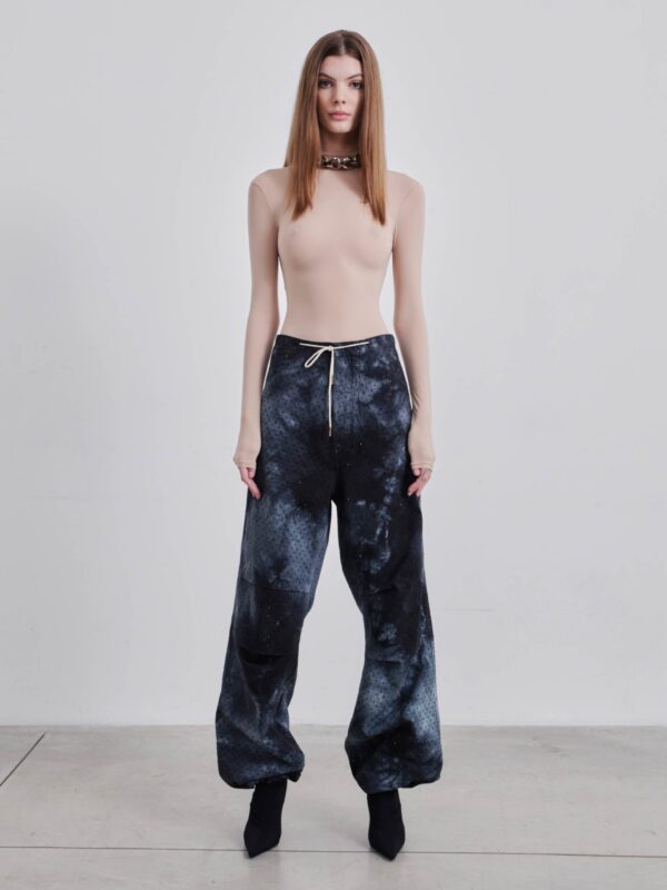 DAISY CRYSTAL STUDDED TIE-DYE MILITARY TROUSERS