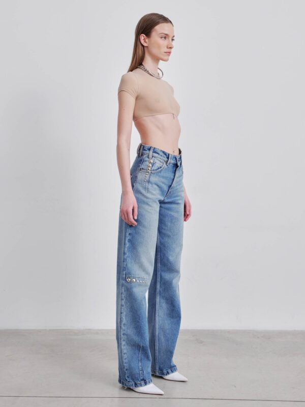 LU STUDDED FITTED DENIM
