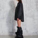 JULIE PLONGE NAPPA LEATHER OVERSIZED SHIRT