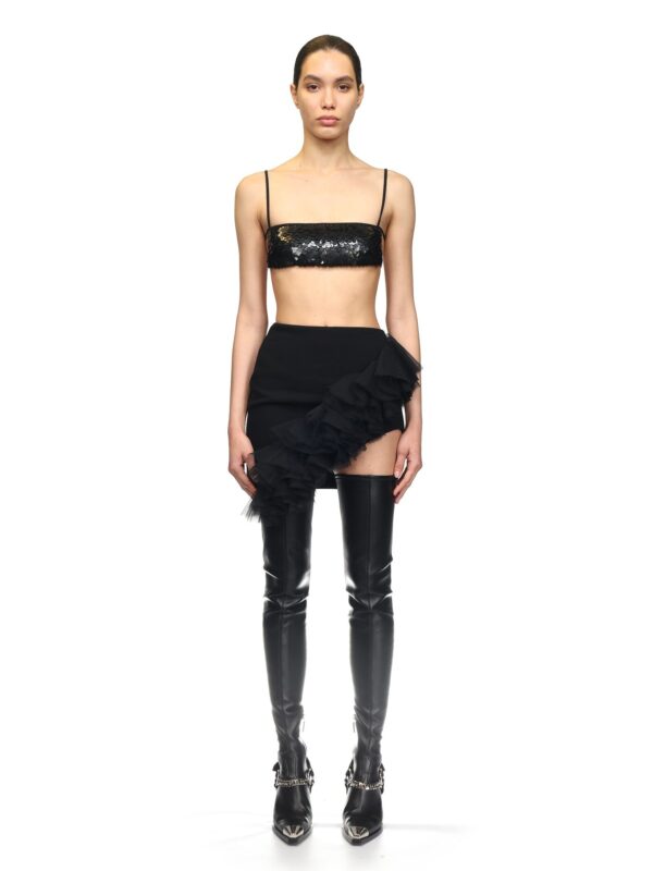 ASYMMETRIC RUFFLE HEM MINI SKIRT