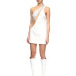 CRYSTAL EMBROIDERY ONE SHOULDER MINI DRESS