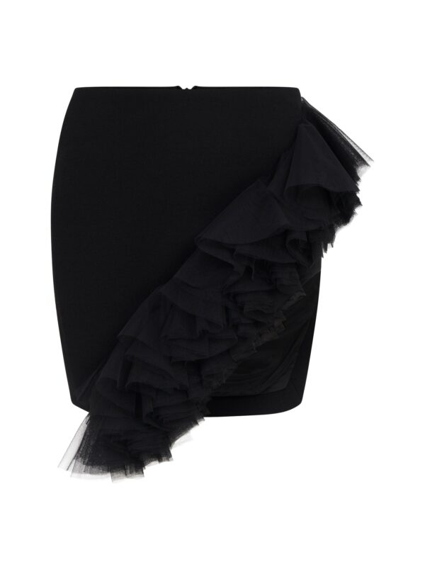 ASYMMETRIC RUFFLE HEM MINI SKIRT