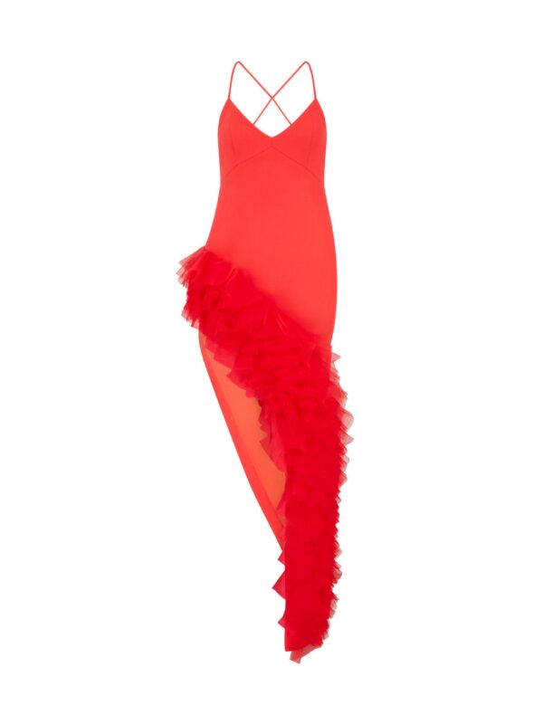 ASYMMETRIC RUFFLE CAMI DRESS