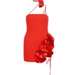 FLOWER EMBELLISHED CUTOUT MIDI DRESS