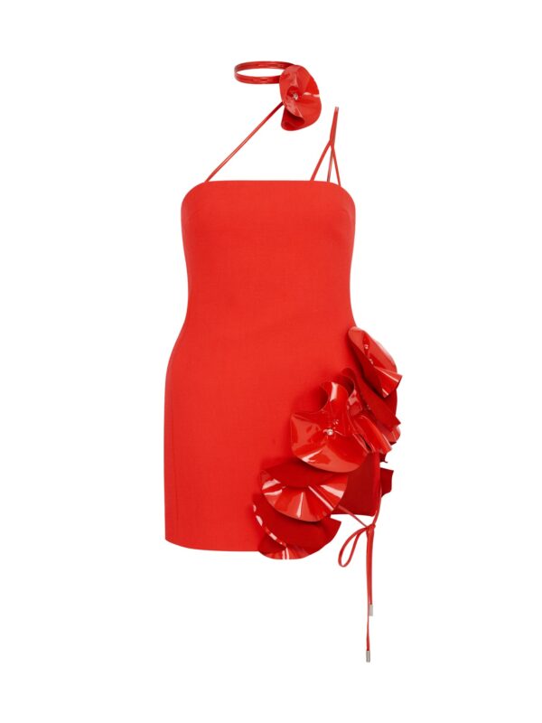 FLOWER EMBELLISHED CUTOUT MIDI DRESS