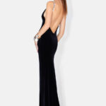 AVEDON GLOBE VELVET DRESS - BLACK
