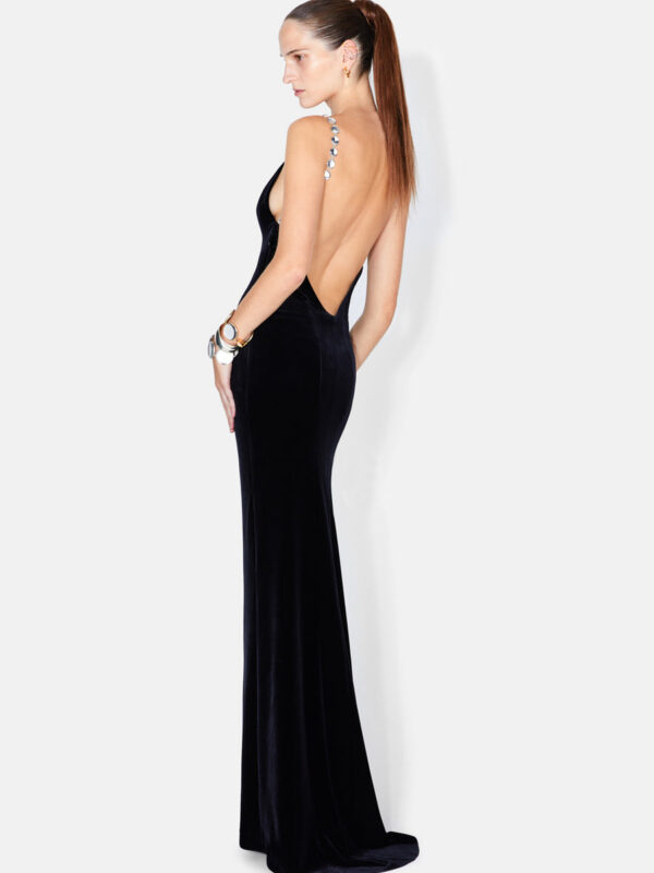 AVEDON GLOBE VELVET DRESS - BLACK