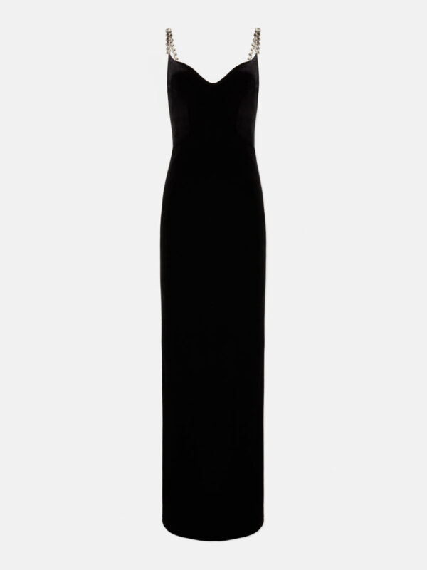AVEDON GLOBE VELVET DRESS - BLACK
