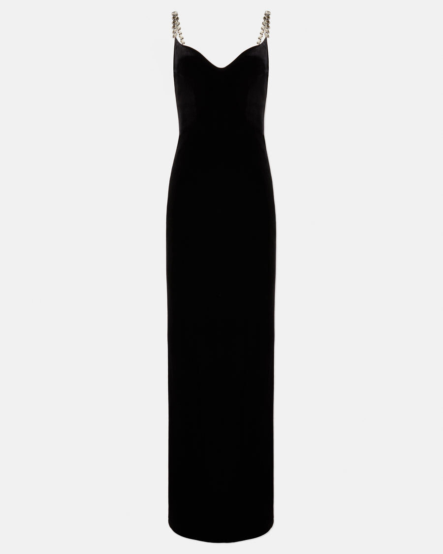 AVEDON GLOBE VELVET DRESS - BLACK