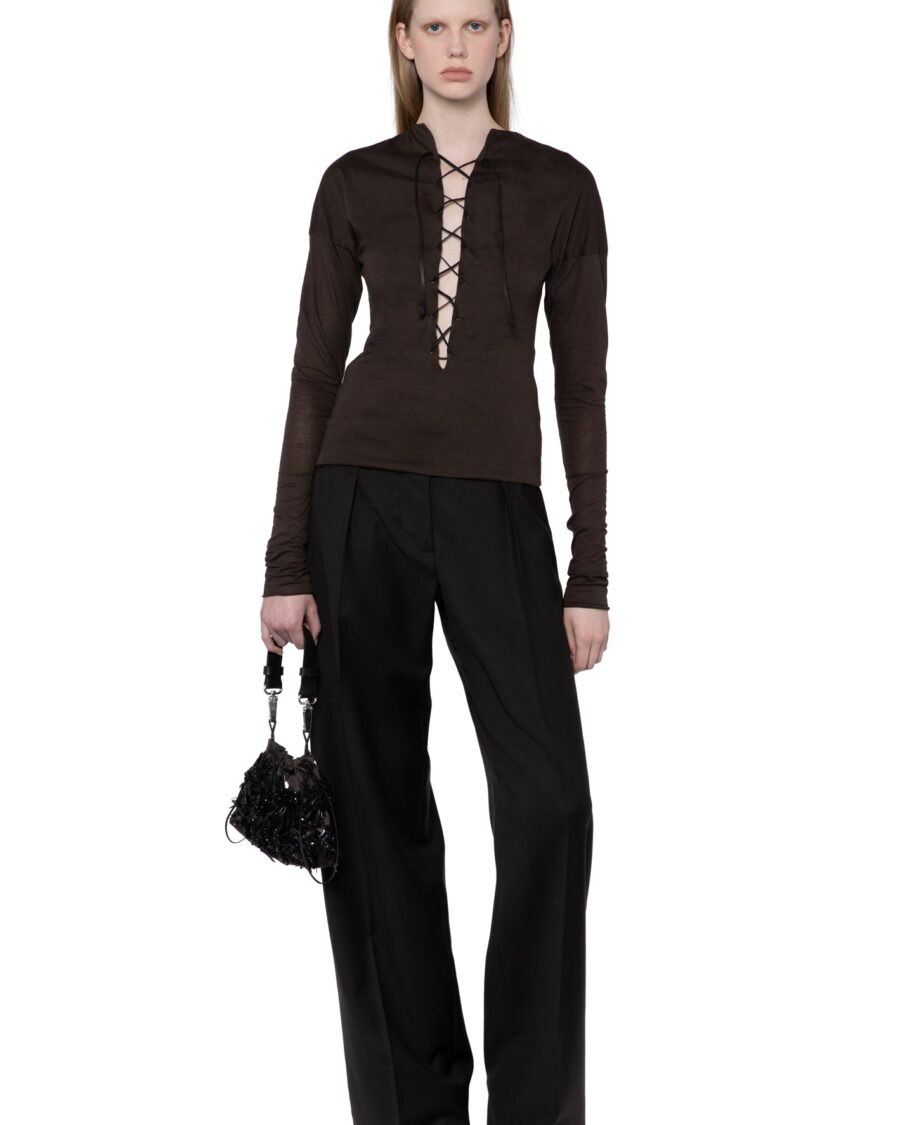 RUNA TOP IN BROWN MELANGE