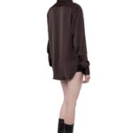 AMBROSE SHIRT IN BITTER CHOCOLATE SATIN