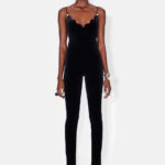 PAT GLOBE VELVET BODYSUIT - BLACK