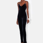 PAT GLOBE VELVET BODYSUIT - BLACK
