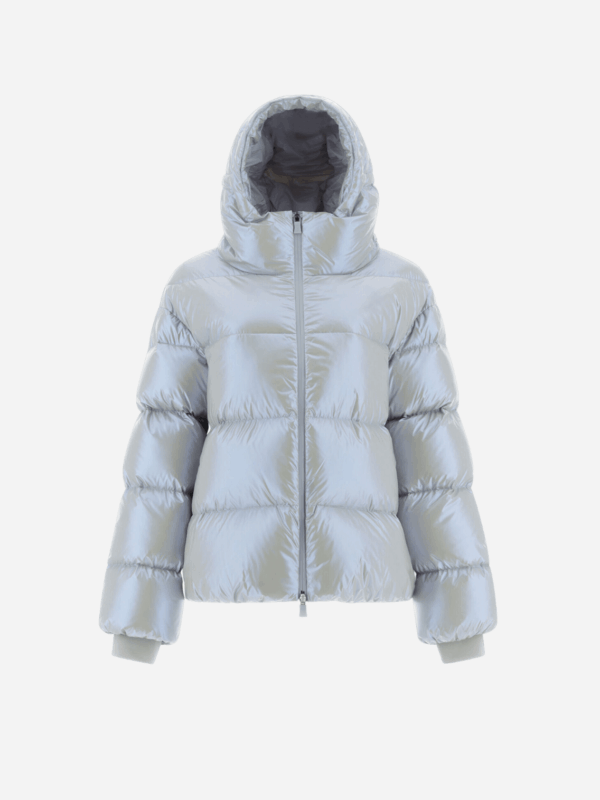 LAMINAR HOODED BOMBER JACKET IN ICE CUBE